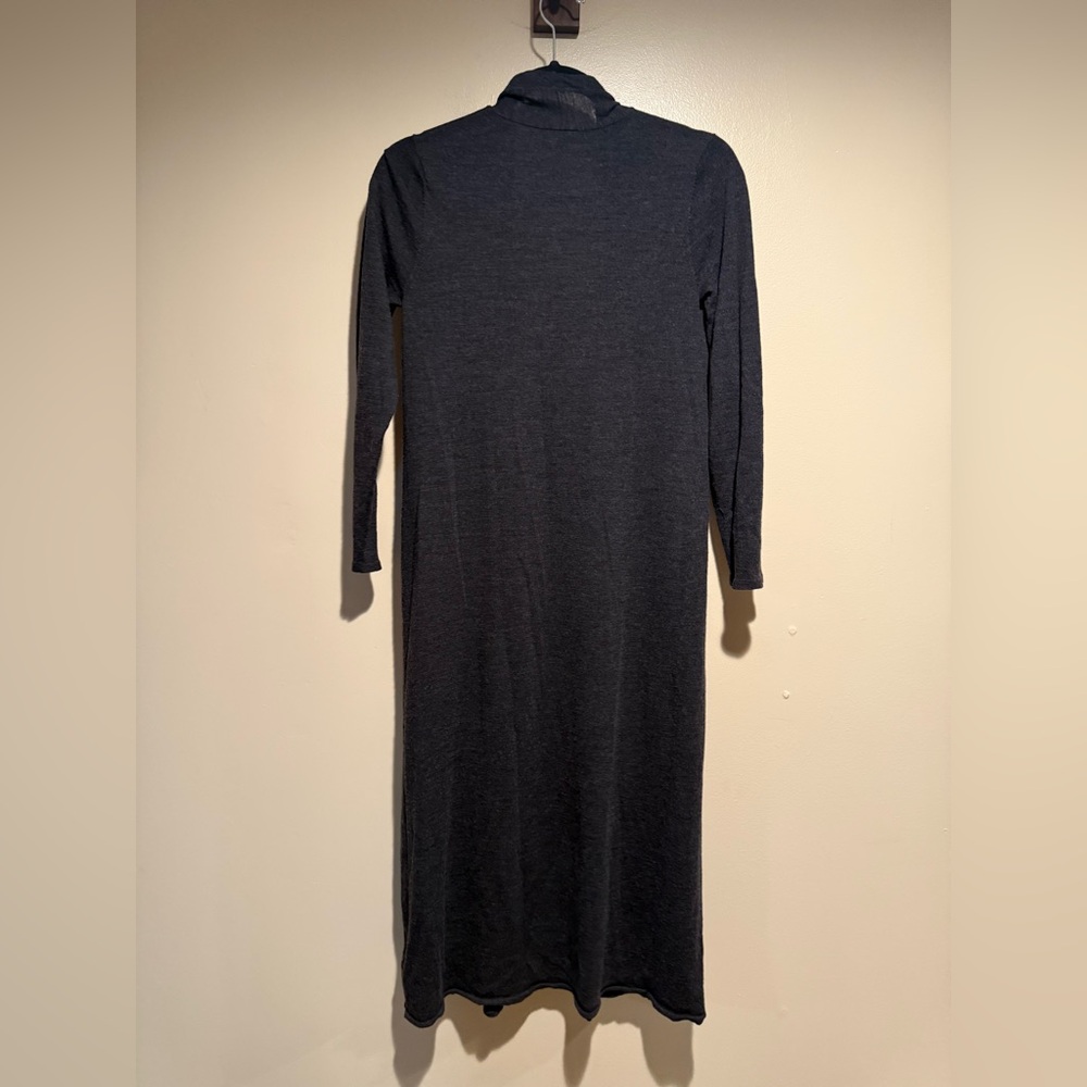 Eileen Fisher 100% Merino Wool charcoal grey Long Open Front Sweater Cardigan XS - Picture 5 of 5